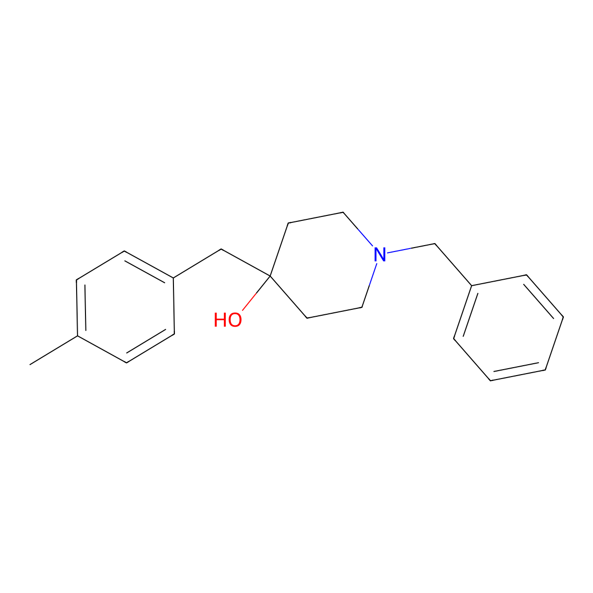 1-Benzyl-4-(4-methylbenzyl)piperidin-4-ol molecular structure, CAS 193357-89-0