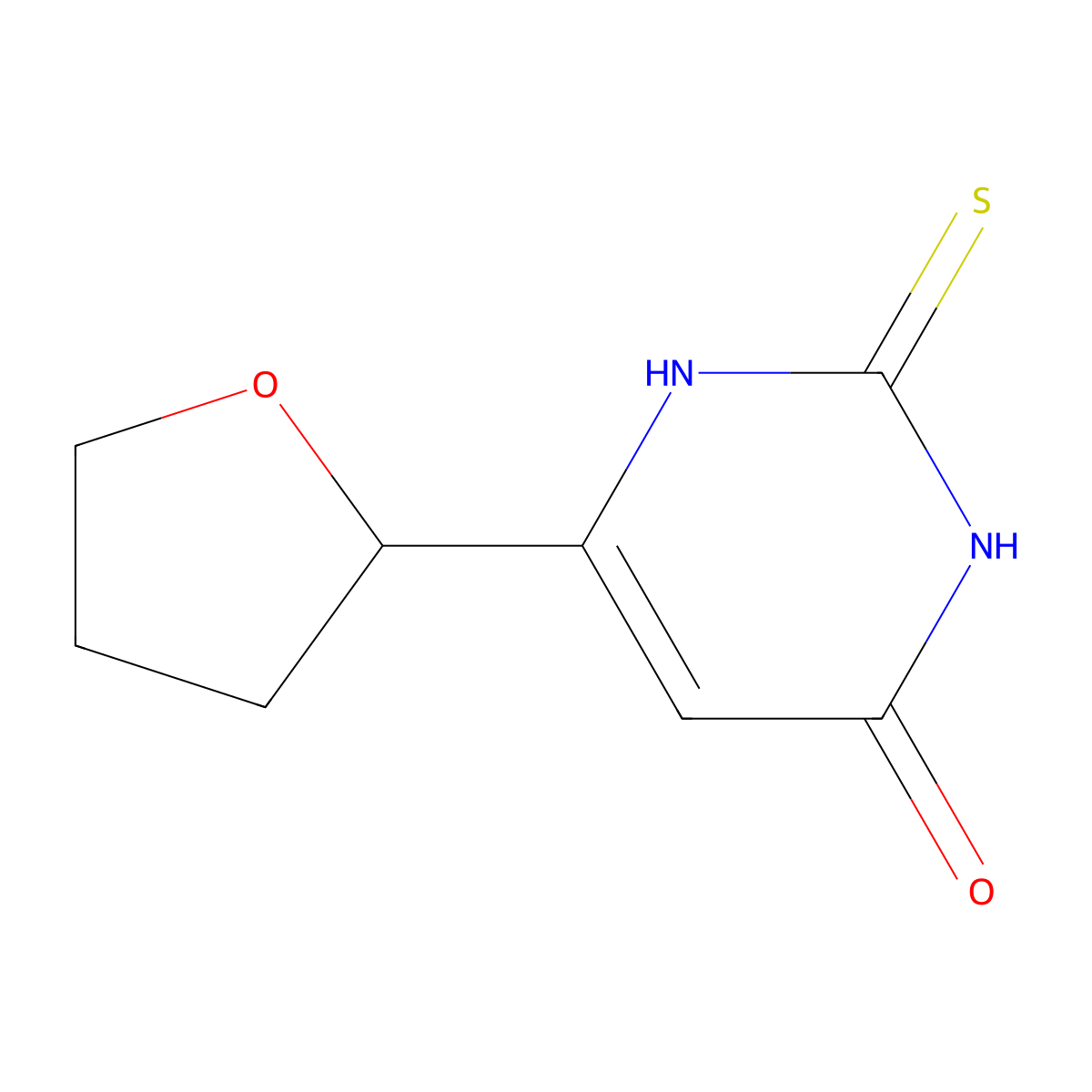 6-(tetrahydrofuran-2-yl)-2-thioxo-2,3-dihydropyrimidin-4(1H)-one molecular structure, CAS 1933601-42-3