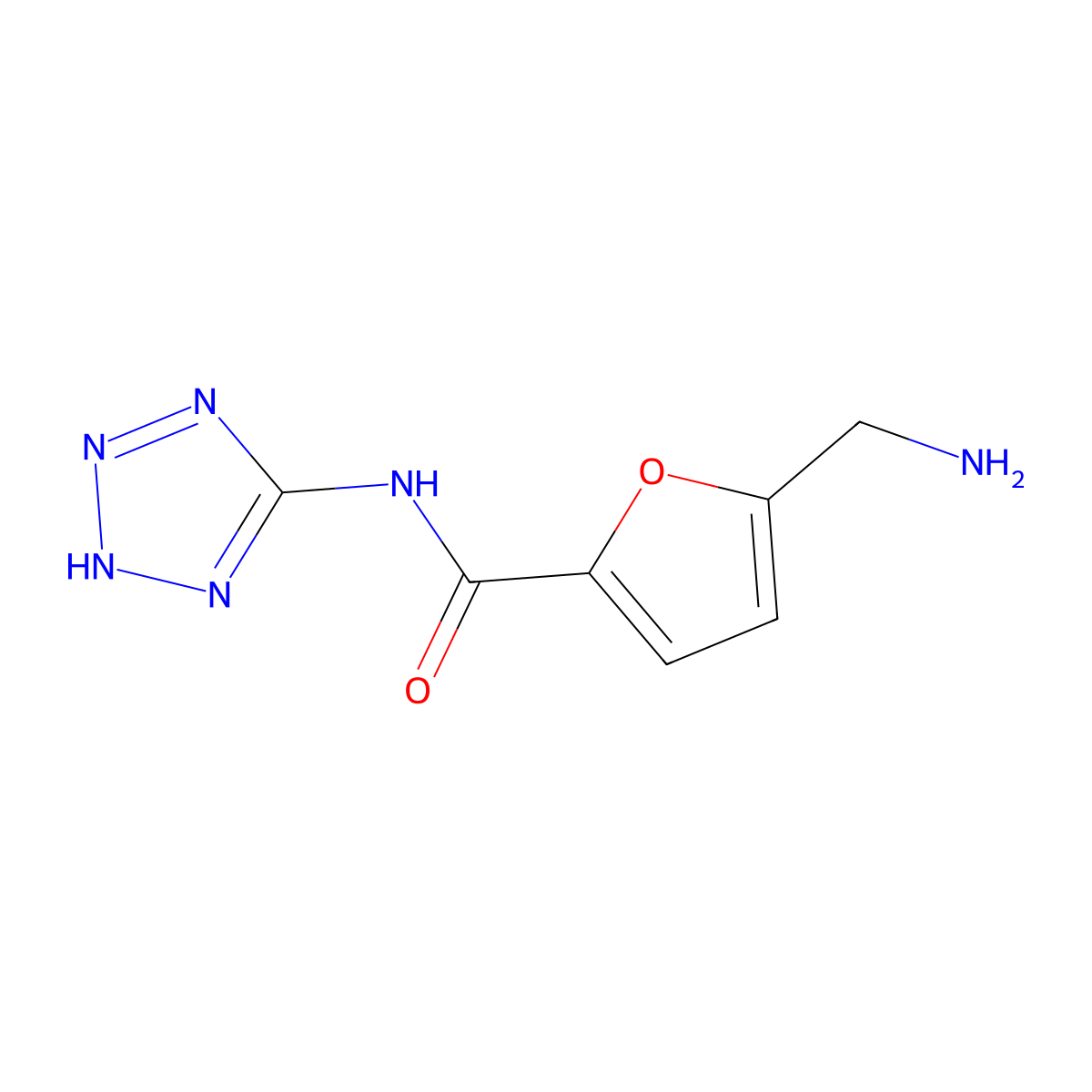5-(aminomethyl)-N-(1H-1,2,3,4-tetrazol-5-yl)furan-2-carboxamide molecular structure, CAS 1933605-73-2