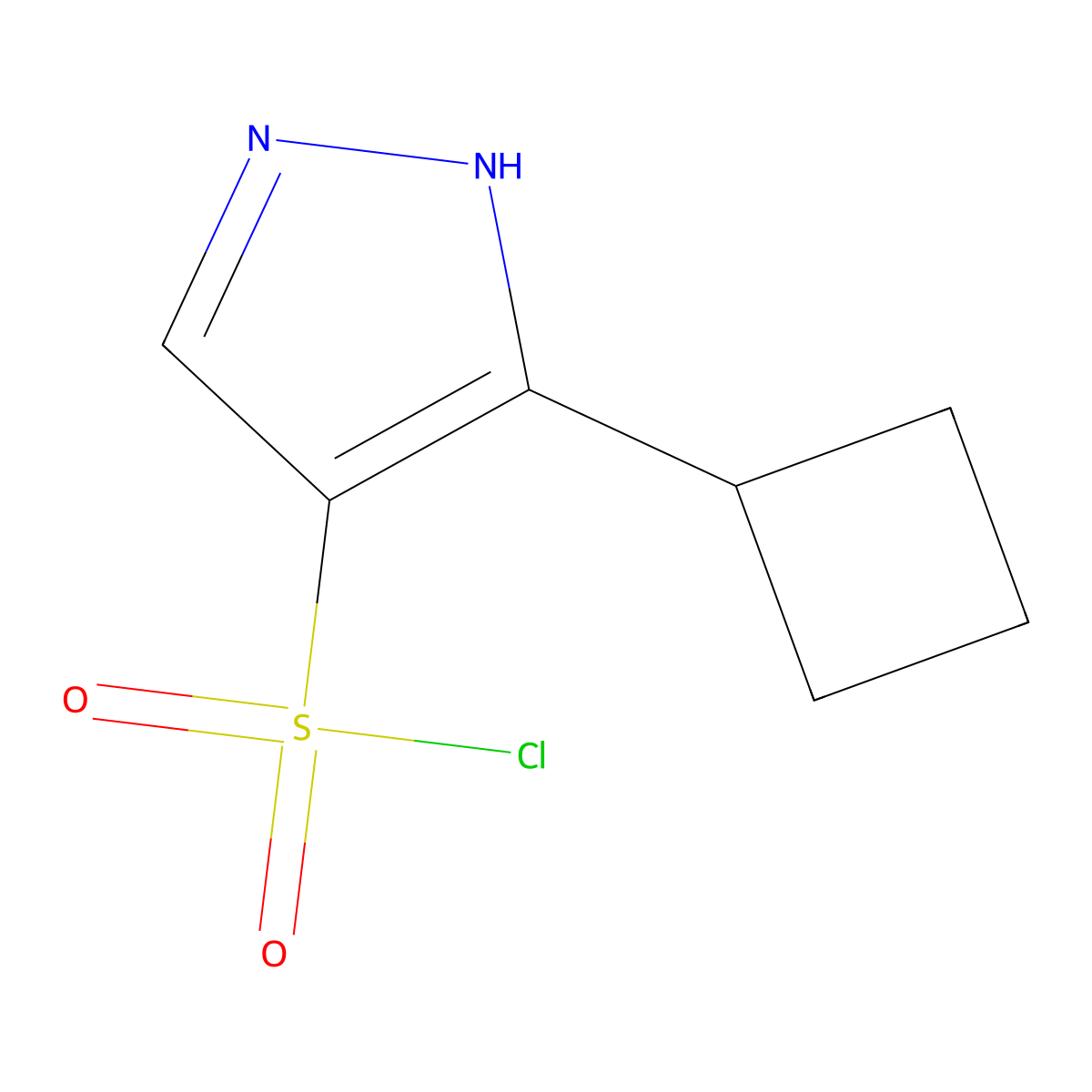 3-cyclobutyl-1H-pyrazole-4-sulfonyl chloride molecular structure, CAS 1933652-50-6