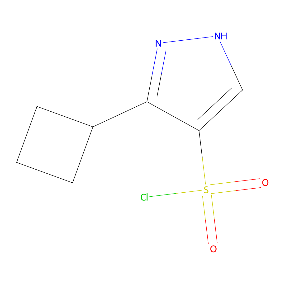3-cyclobutyl-1H-pyrazole-4-sulfonyl chloride molecular structure, CAS 1933652-50-6