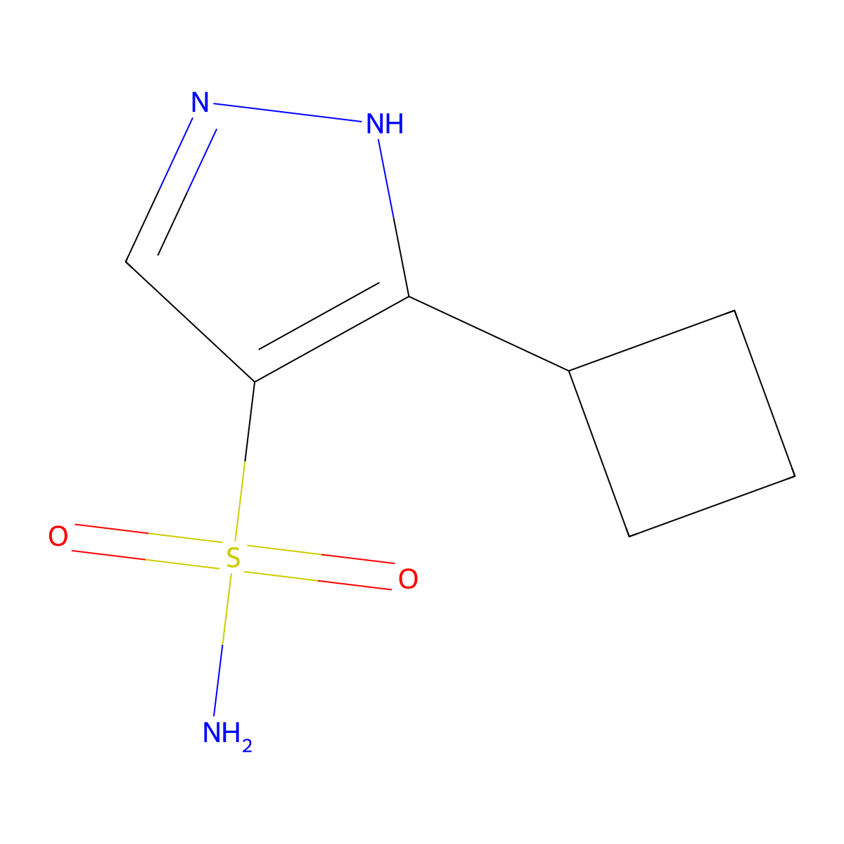 3-cyclobutyl-1H-pyrazole-4-sulfonamide molecular structure, CAS 1933652-57-3
