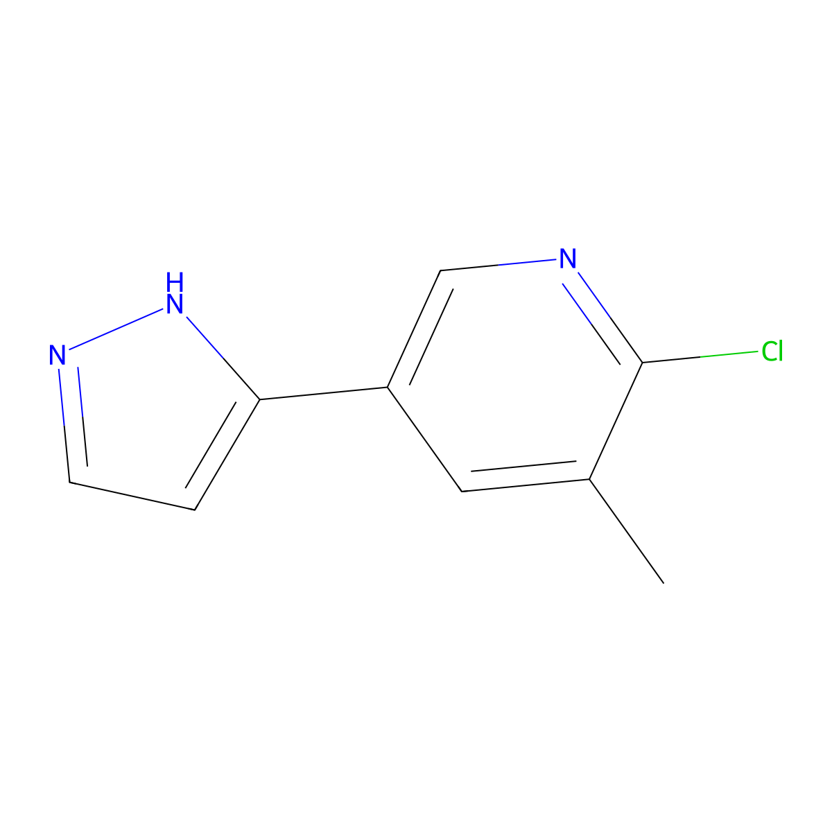 2-Chloro-3-methyl-5-(1H-pyrazol-3-yl)pyridine molecular structure, CAS 1933660-60-6