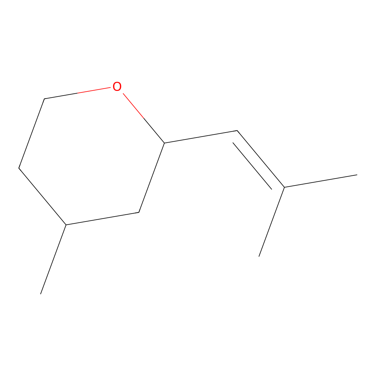 (4S)-4-methyl-2-(2-methylprop-1-en-1-yl)oxane molecular structure, CAS 1933777-31-1