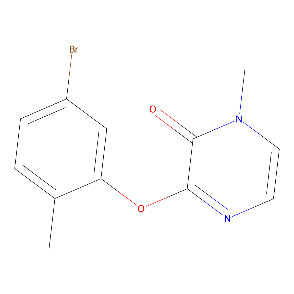 3-(5-Bromo-2-methylphenoxy)-1-methyl-1,2-dihydropyrazin-2-one molecular structure, CAS 1933797-19-3