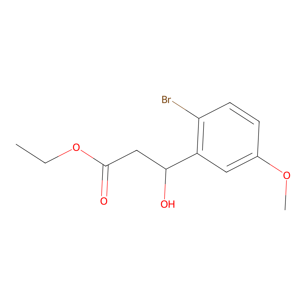 Ethyl 3-(2-bromo-5-methoxyphenyl)-3-hydroxypropanoate molecular structure, CAS 1933841-46-3