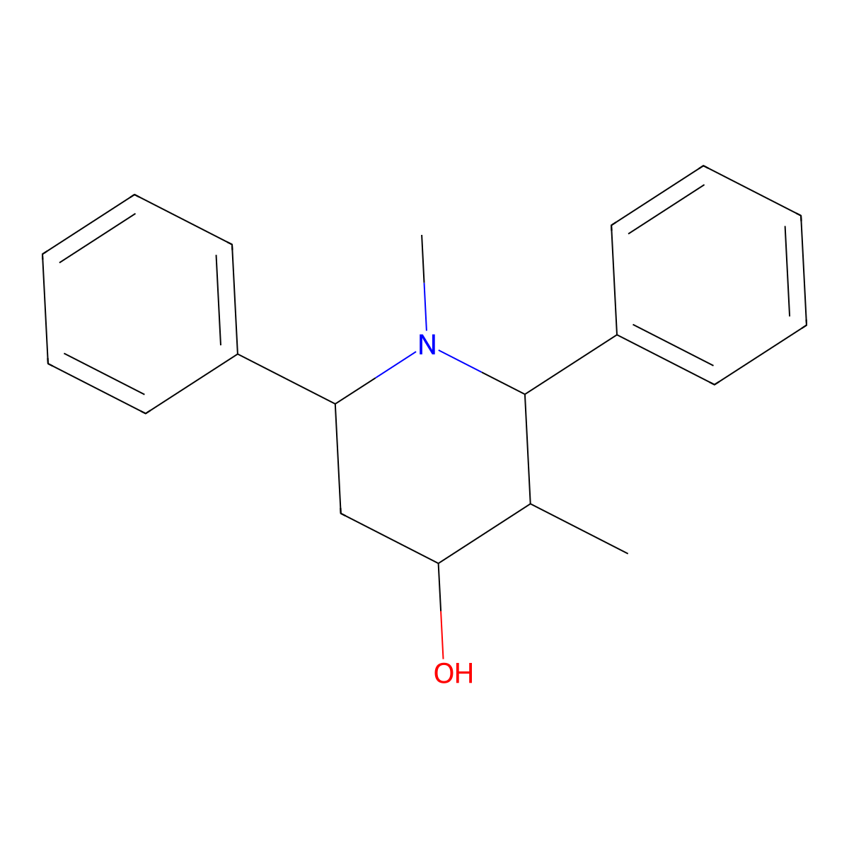 1,3-Dimethyl-2,6-diphenylpiperidin-4-ol molecular structure, CAS 19340-09-1
