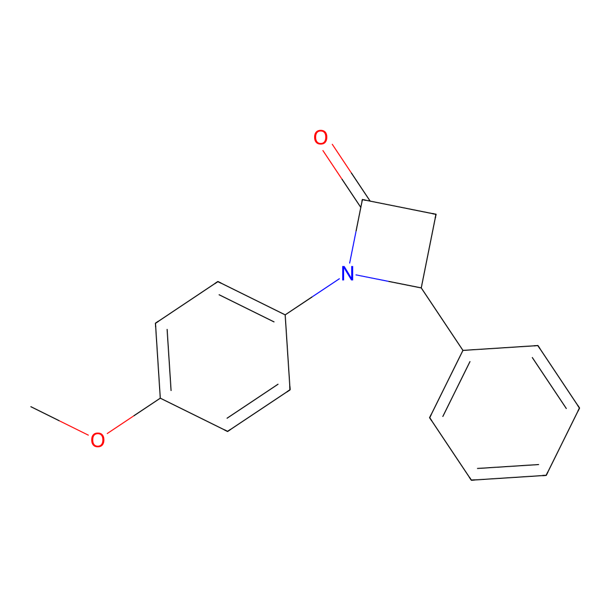 1-(4-Methoxyphenyl)-4-phenyl-2-azetidinone molecular structure, CAS 19340-68-2