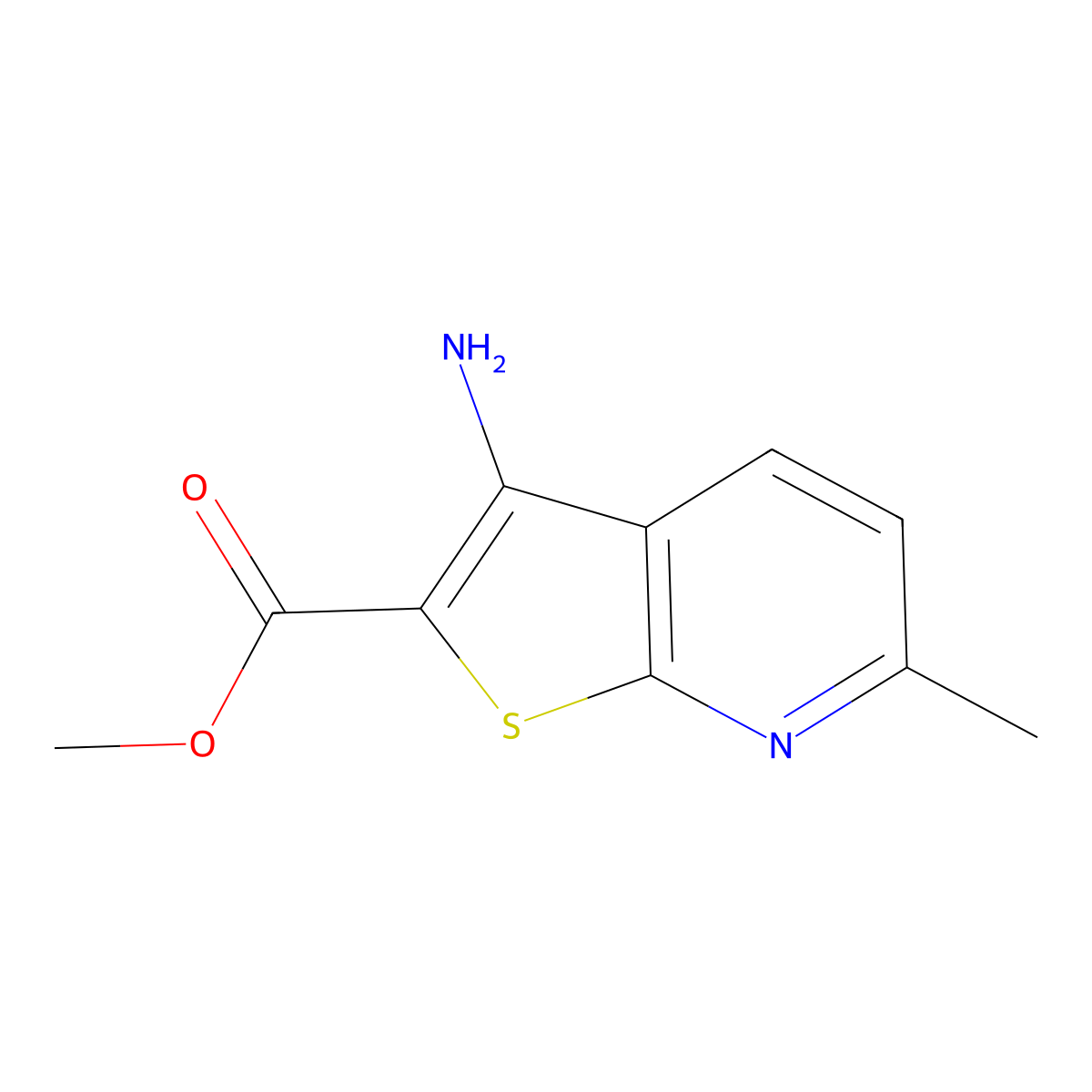 Methyl 3-amino-6-methylthieno[2,3-b]pyridine-2-carboxylate molecular structure, CAS 193400-52-1