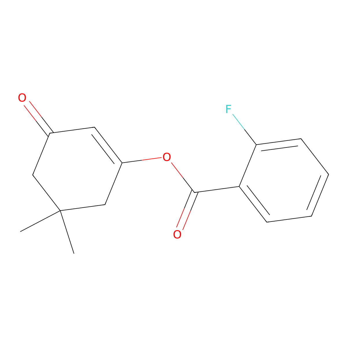5,5-Dimethyl-3-oxo-1-cyclohexenyl 2-fluorobenzenecarboxylate molecular structure, CAS 193410-75-2
