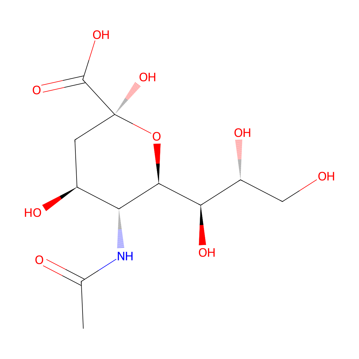 N-acetyl-beta-neuraminic acid molecular structure, CAS 19342-33-7
