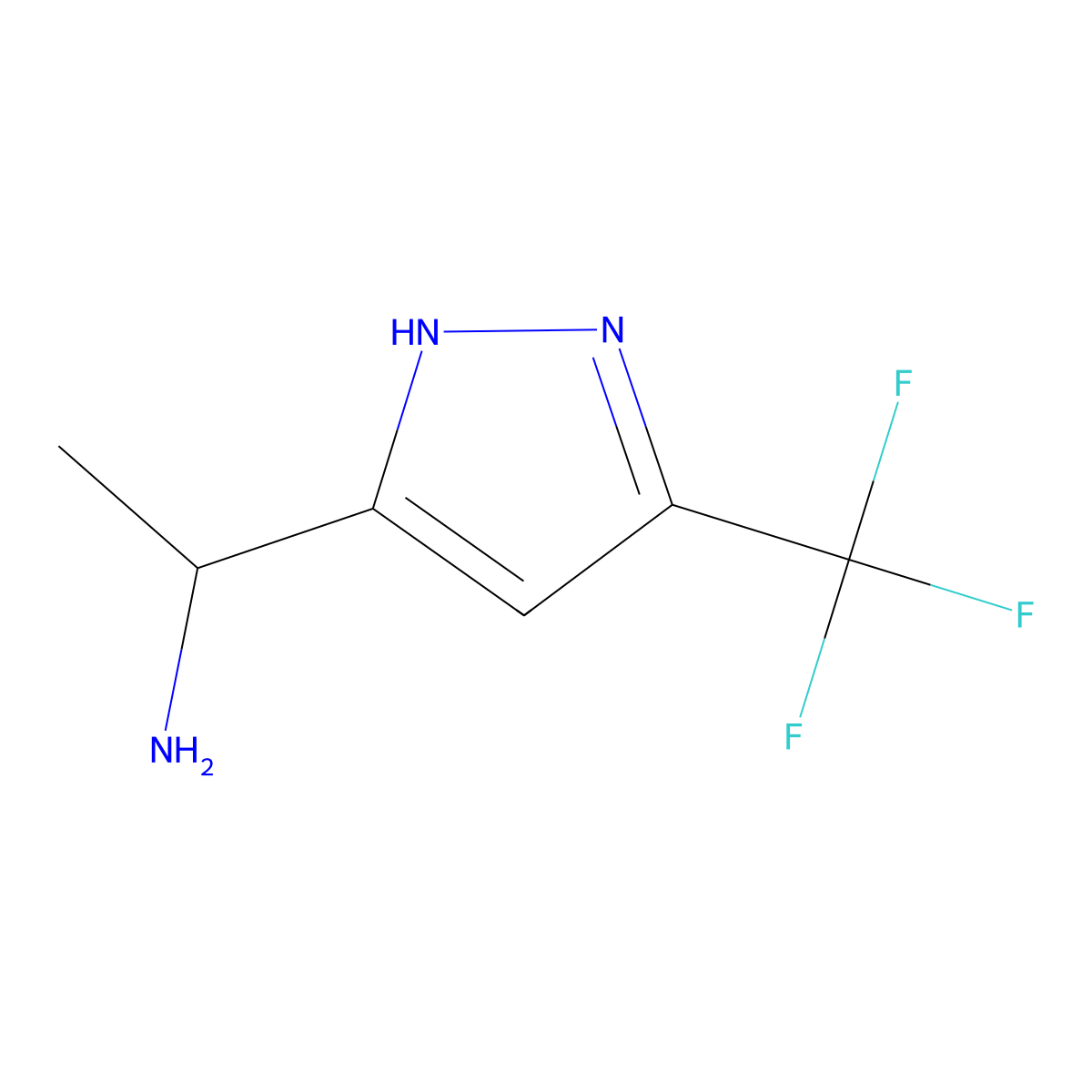 1-[5-(trifluoromethyl)-1H-pyrazol-3-yl]ethan-1-amine molecular structure, CAS 1934241-60-7
