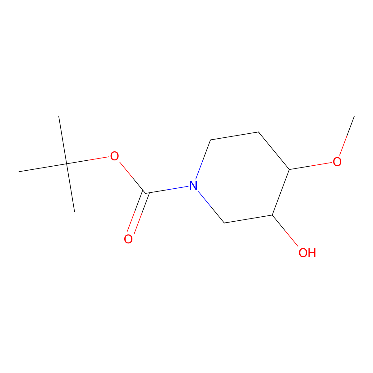 Tert-butyl 3-hydroxy-4-methoxypiperidine-1-carboxylate molecular structure, CAS 1934253-24-3