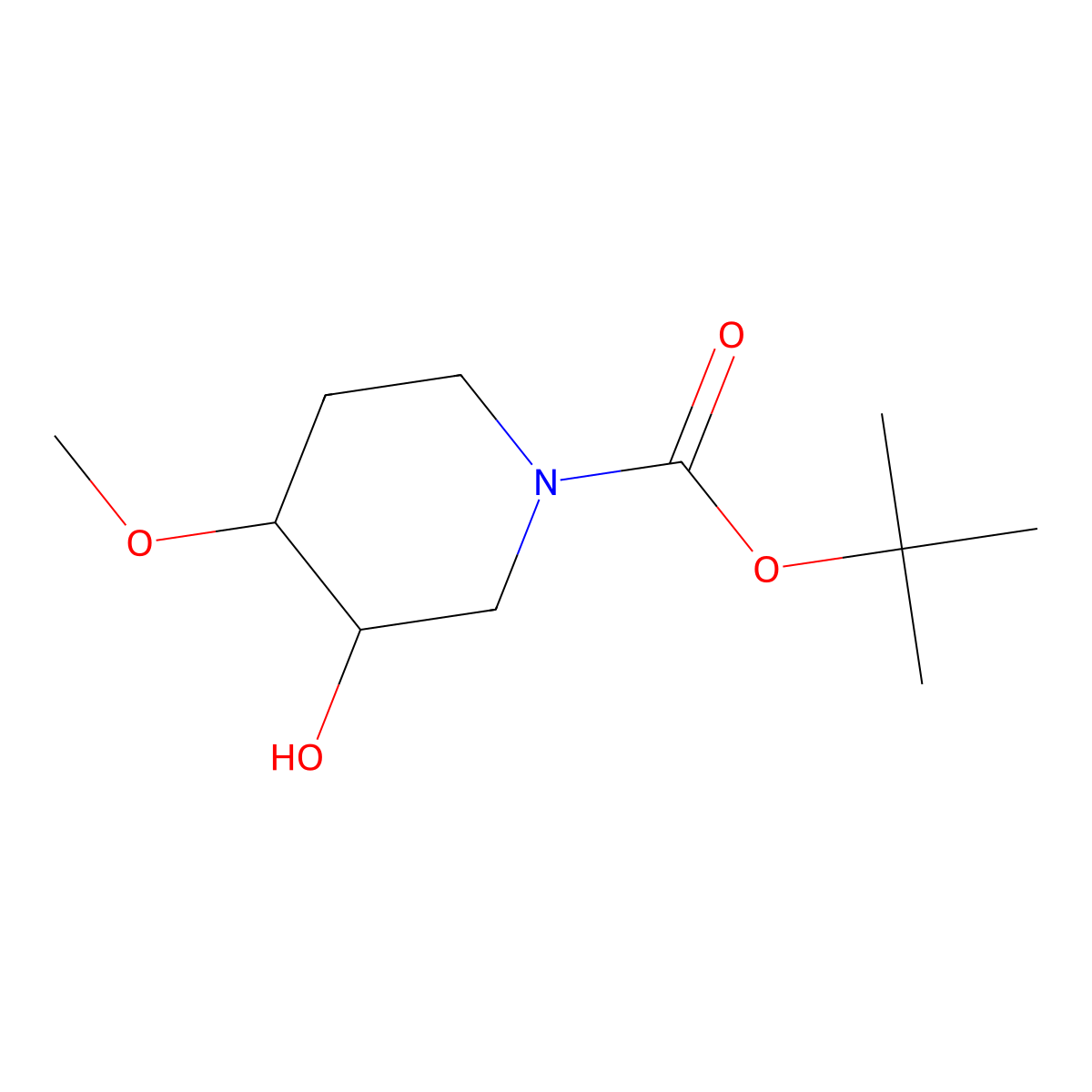 Tert-butyl 3-hydroxy-4-methoxypiperidine-1-carboxylate molecular structure, CAS 1934253-24-3