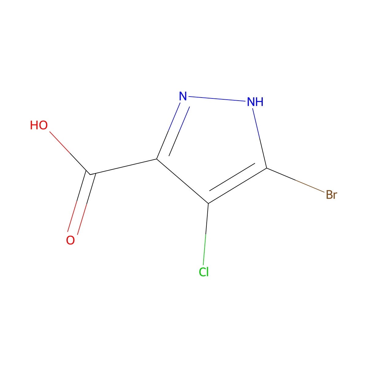 5-Bromo-4-chloro-1H-pyrazole-3-carboxylic acid molecular structure, CAS 1934259-26-3