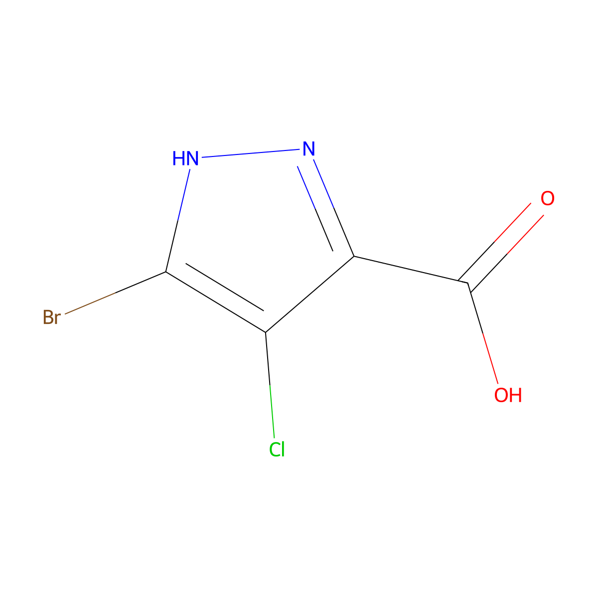 5-Bromo-4-chloro-1H-pyrazole-3-carboxylic acid molecular structure, CAS 1934259-26-3