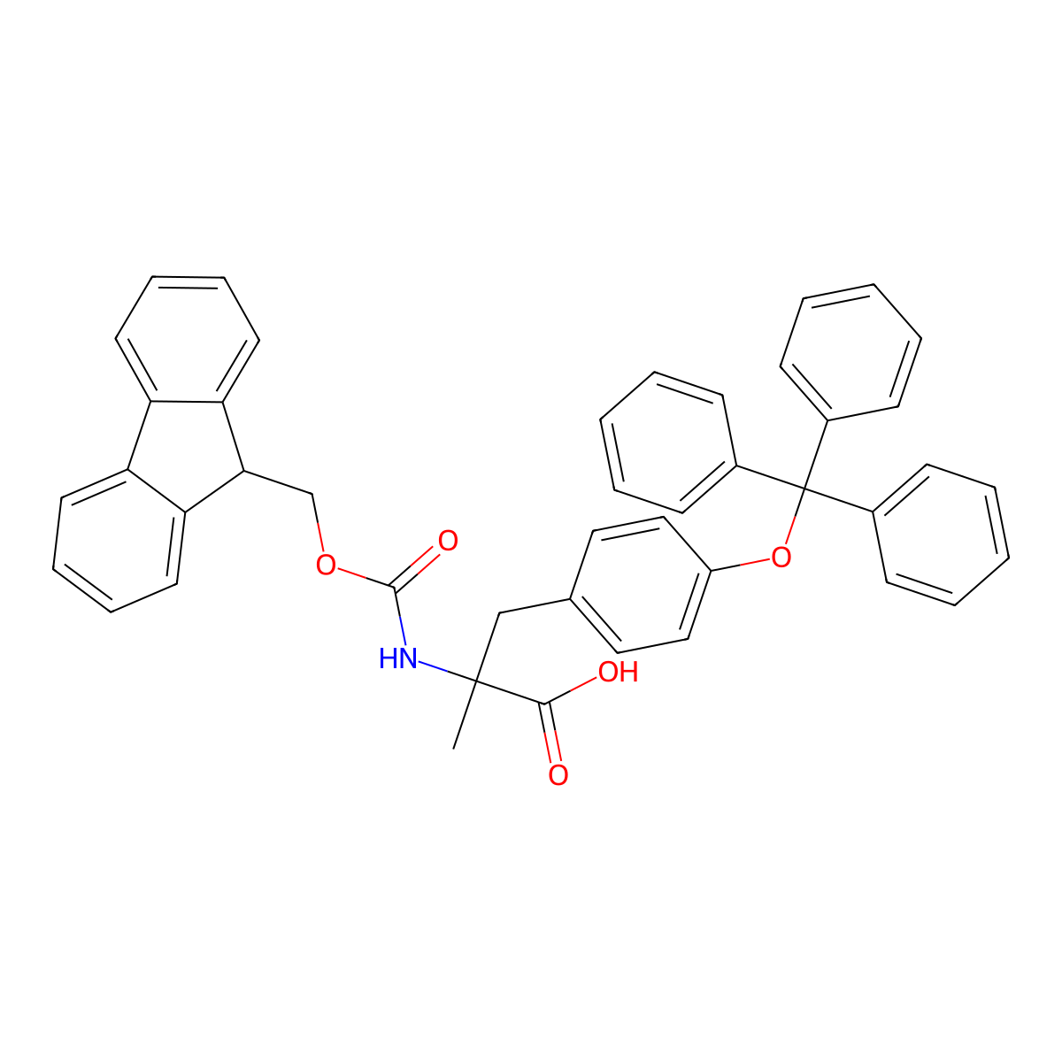 (S)-2-((((9H-Fluoren-9-YL)methoxy)carbonyl)amino)-2-methyl-3-(4-(trityloxy)phenyl)propanoic acid molecular structure, CAS 1934266-53-1