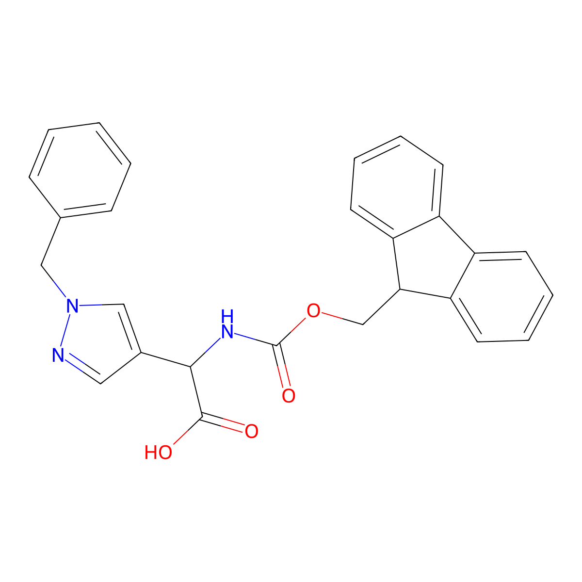 2-(1-Benzyl-1h-pyrazol-4-yl)-2-({[(9h-fluoren-9-yl)methoxy]carbonyl}amino)acetic acid molecular structure, CAS 1934268-80-0