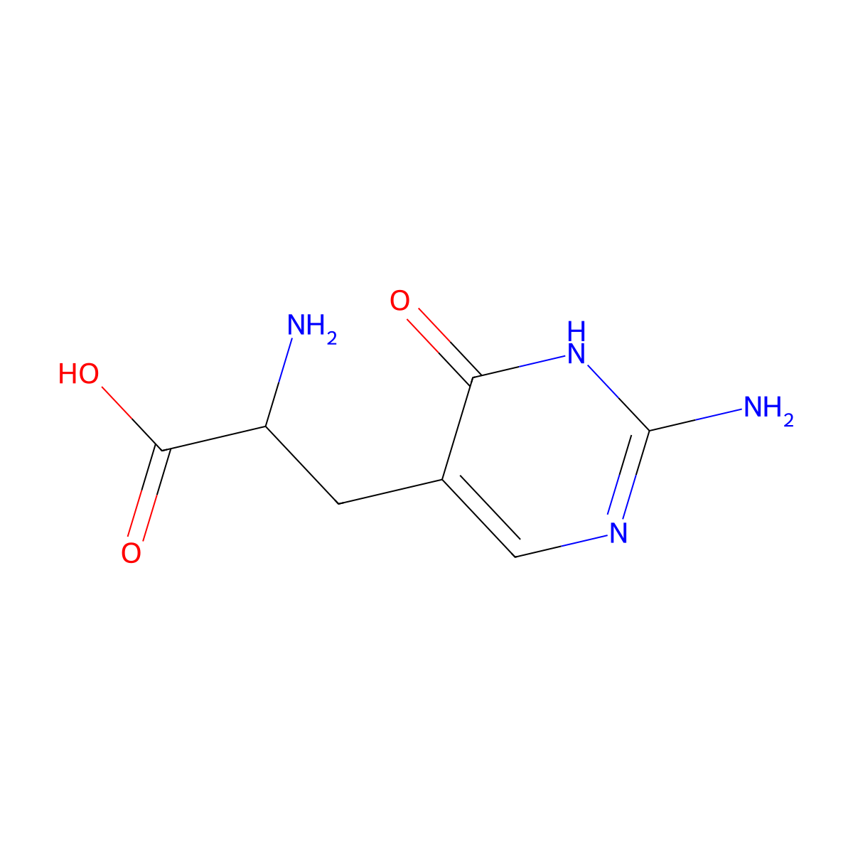 2-Amino-3-(2-amino-6-oxo-1,6-dihydropyrimidin-5-yl)propanoic acid molecular structure, CAS 1934271-16-5