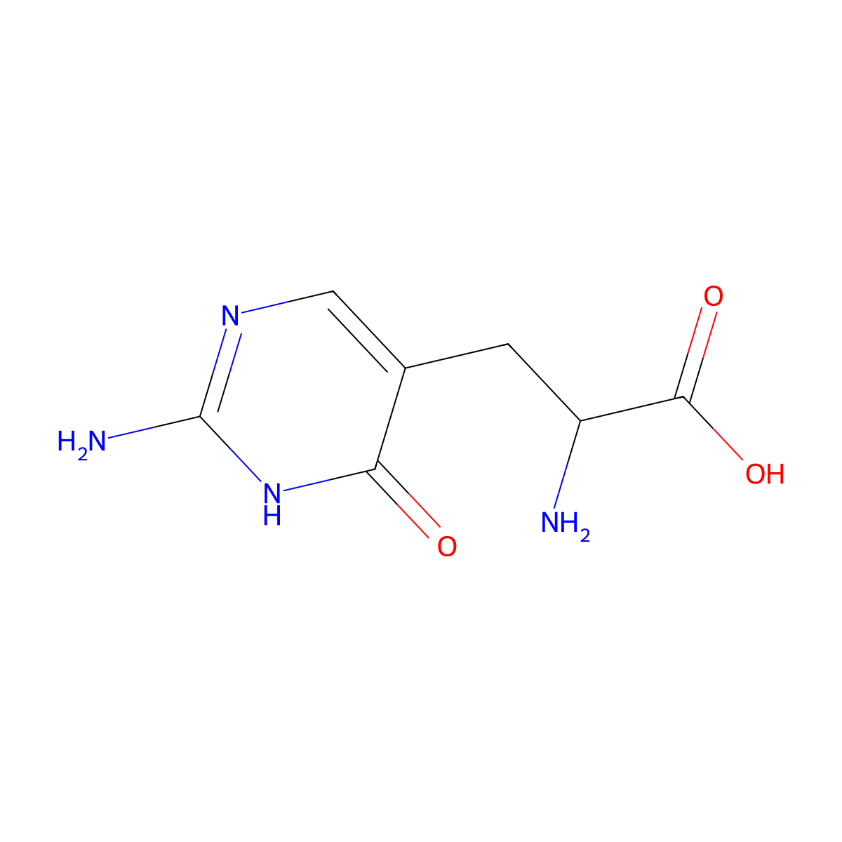 2-Amino-3-(2-amino-6-oxo-1,6-dihydropyrimidin-5-yl)propanoic acid molecular structure, CAS 1934271-16-5