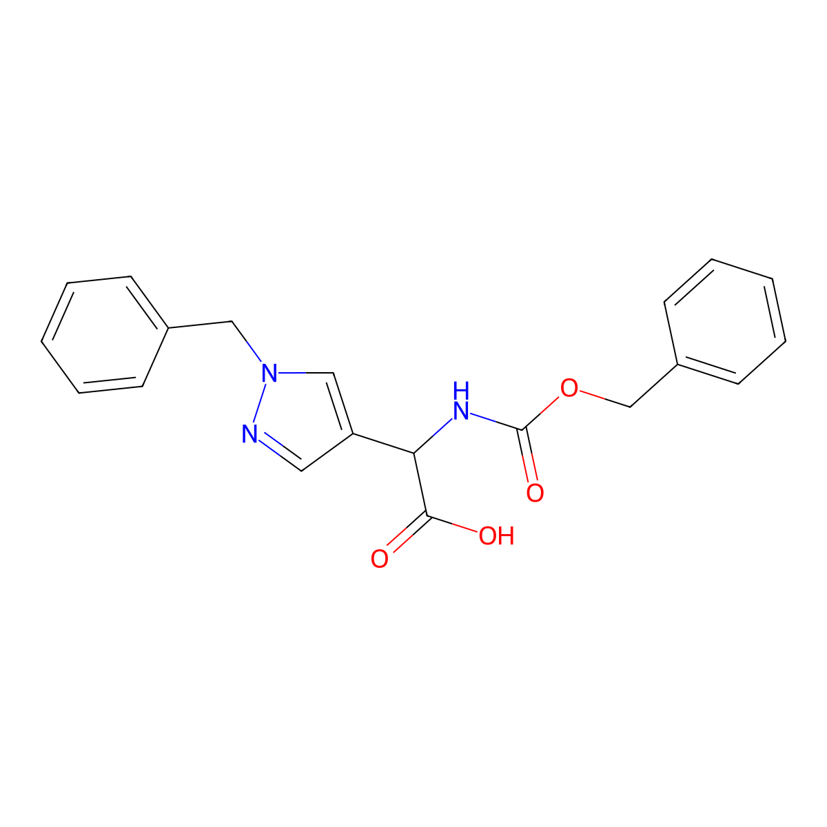 2-(1-benzyl-1H-pyrazol-4-yl)-2-{[(benzyloxy)carbonyl]amino}acetic acid molecular structure, CAS 1934279-30-7