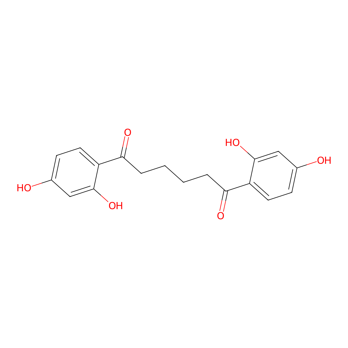 Hexane-1,6-dione, 1,6-bis(2,4-dihydroxyphenyl)- molecular structure, CAS 19343-47-6