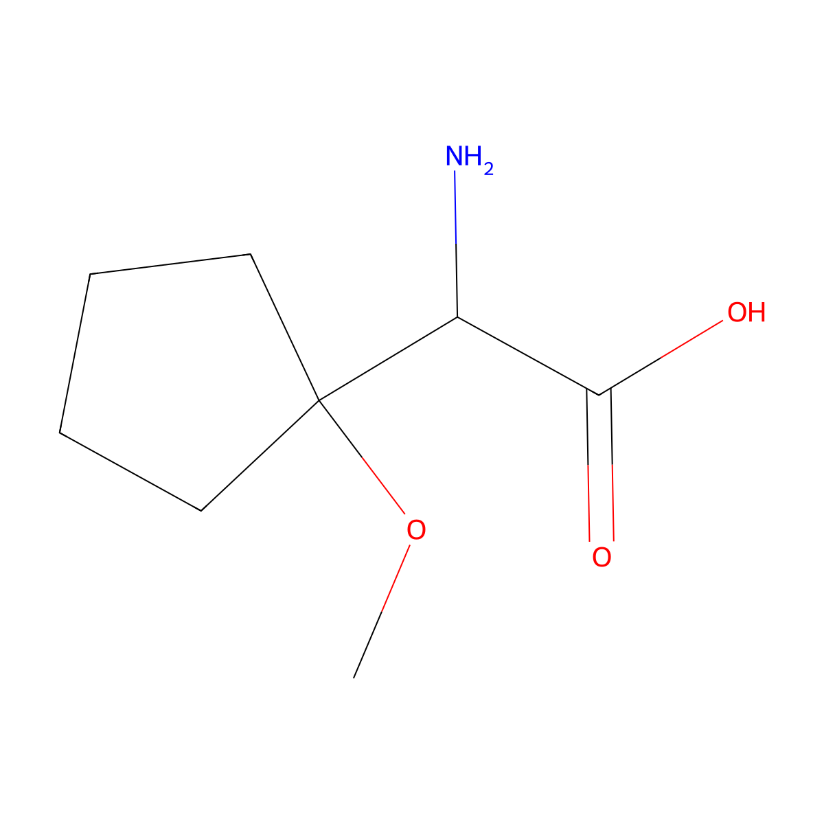2-Amino-2-(1-methoxycyclopentyl)acetic acid molecular structure, CAS 1934359-95-1
