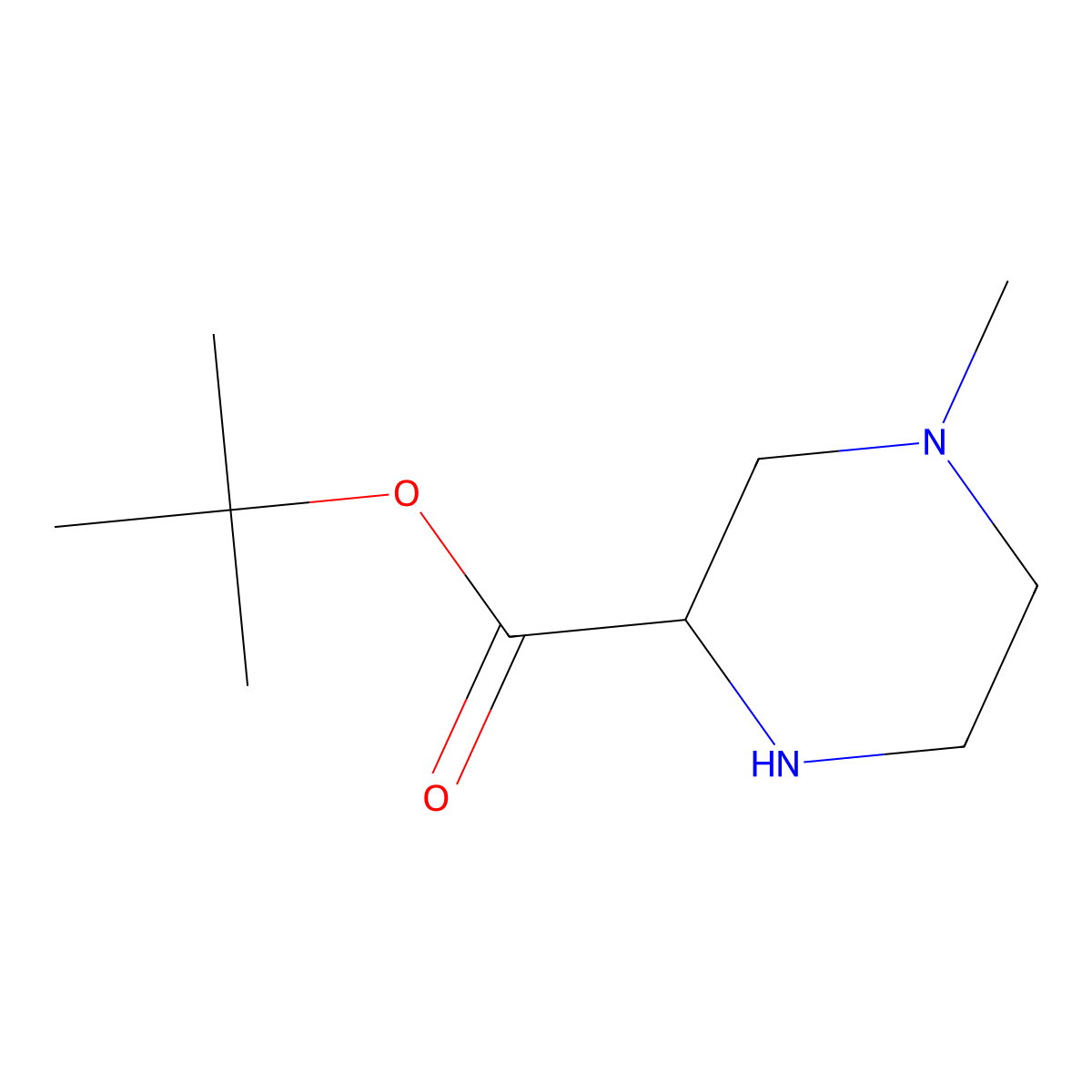 Tert-butyl 4-methylpiperazine-2-carboxylate molecular structure, CAS 1934369-18-2