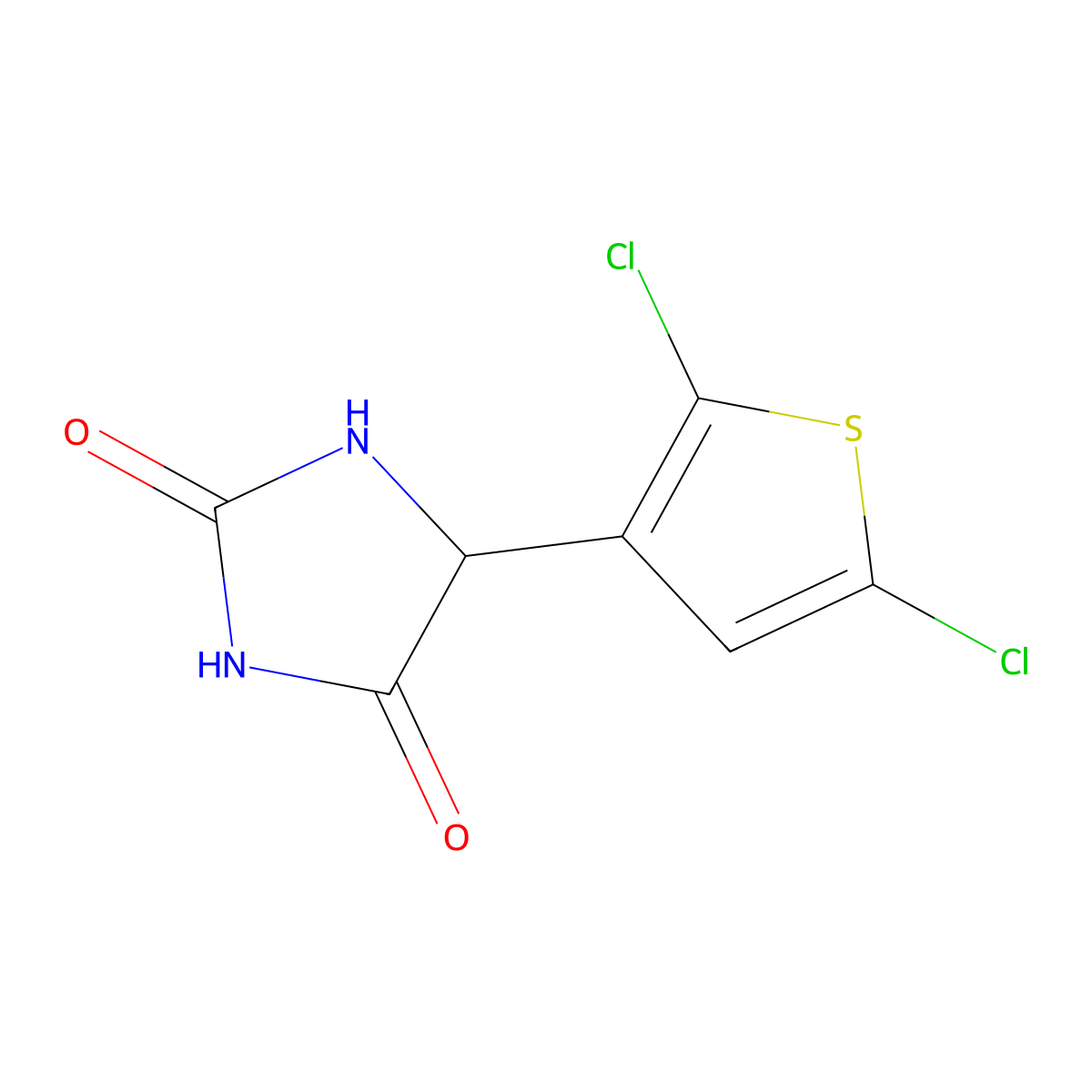 5-(2,5-Dichlorothiophen-3-yl)imidazolidine-2,4-dione molecular structure, CAS 1934373-21-3