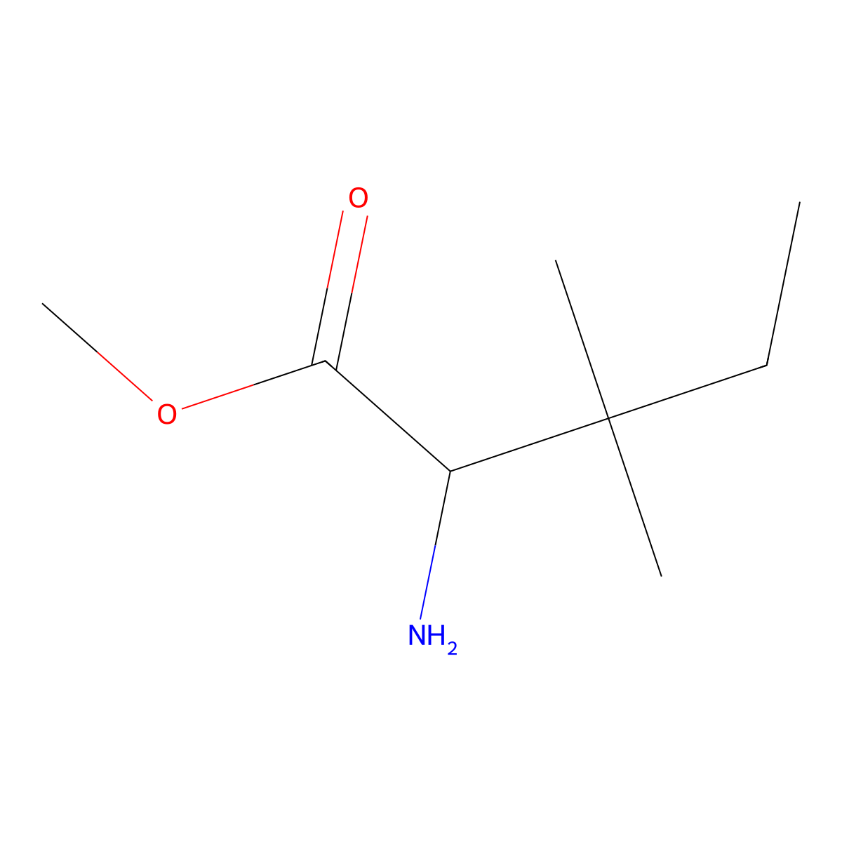 Methyl 2-amino-3,3-dimethylpentanoate molecular structure, CAS 1934377-48-6