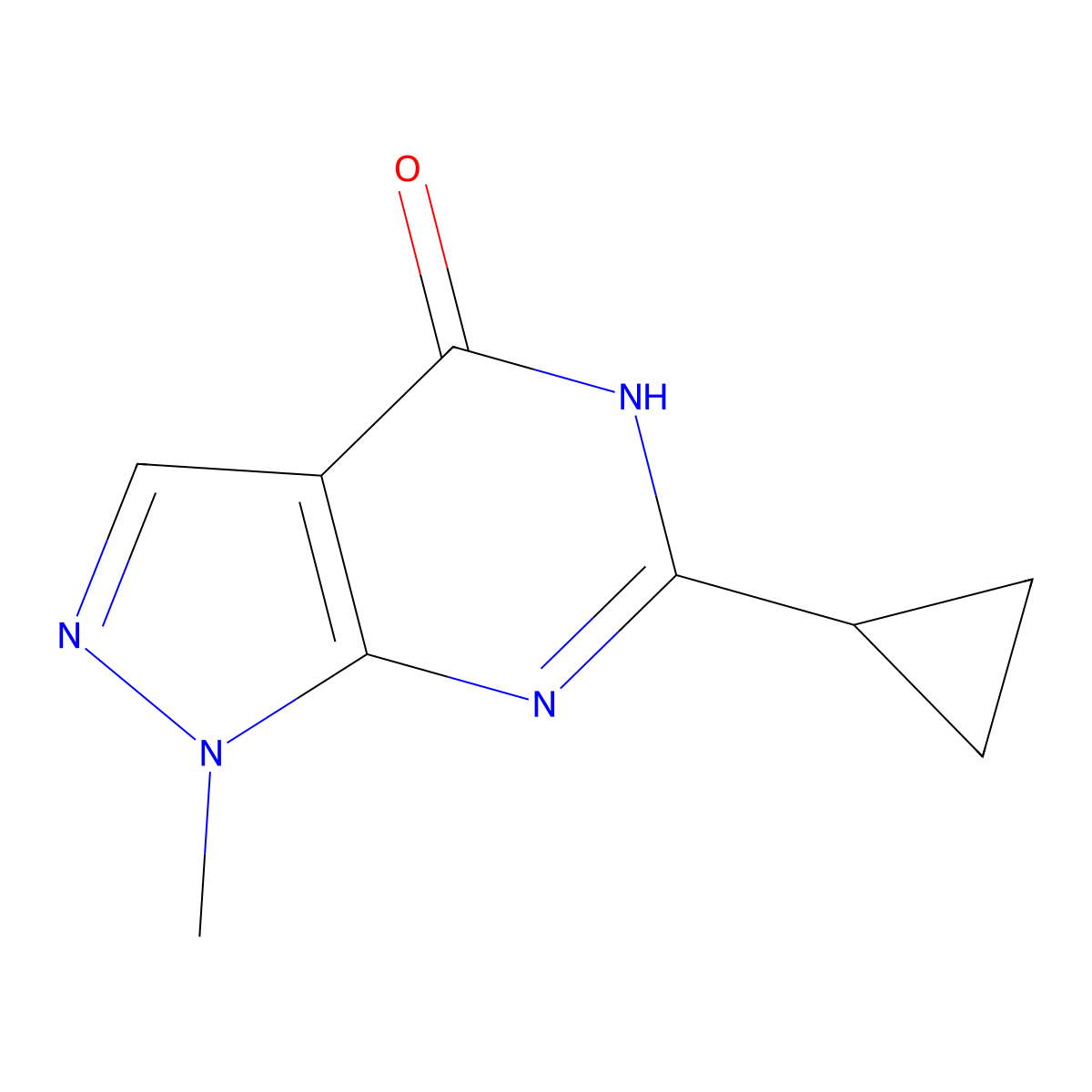 6-cyclopropyl-1-methyl-1H,4H,5H-pyrazolo[3,4-d]pyrimidin-4-one molecular structure, CAS 1934386-48-7