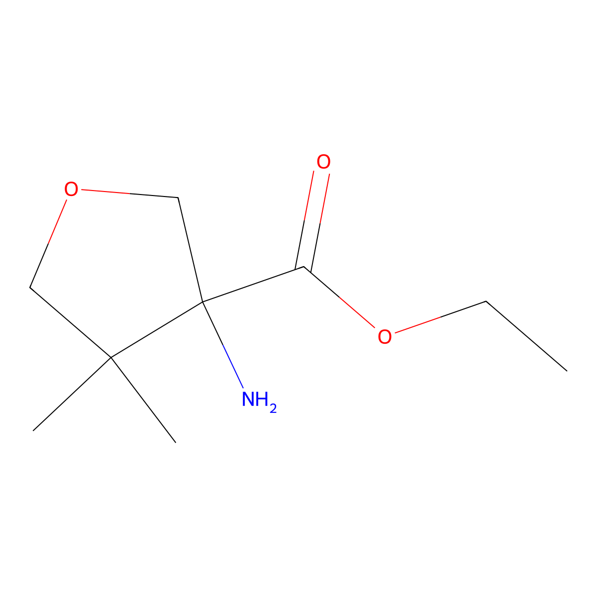 Ethyl 3-amino-4,4-dimethyloxolane-3-carboxylate molecular structure, CAS 1934390-22-3