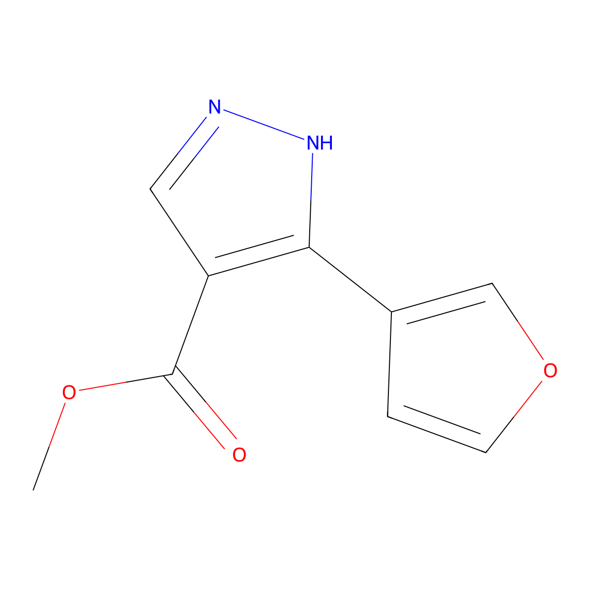 methyl 3-(furan-3-yl)-1H-pyrazole-4-carboxylate molecular structure, CAS 1934391-85-1