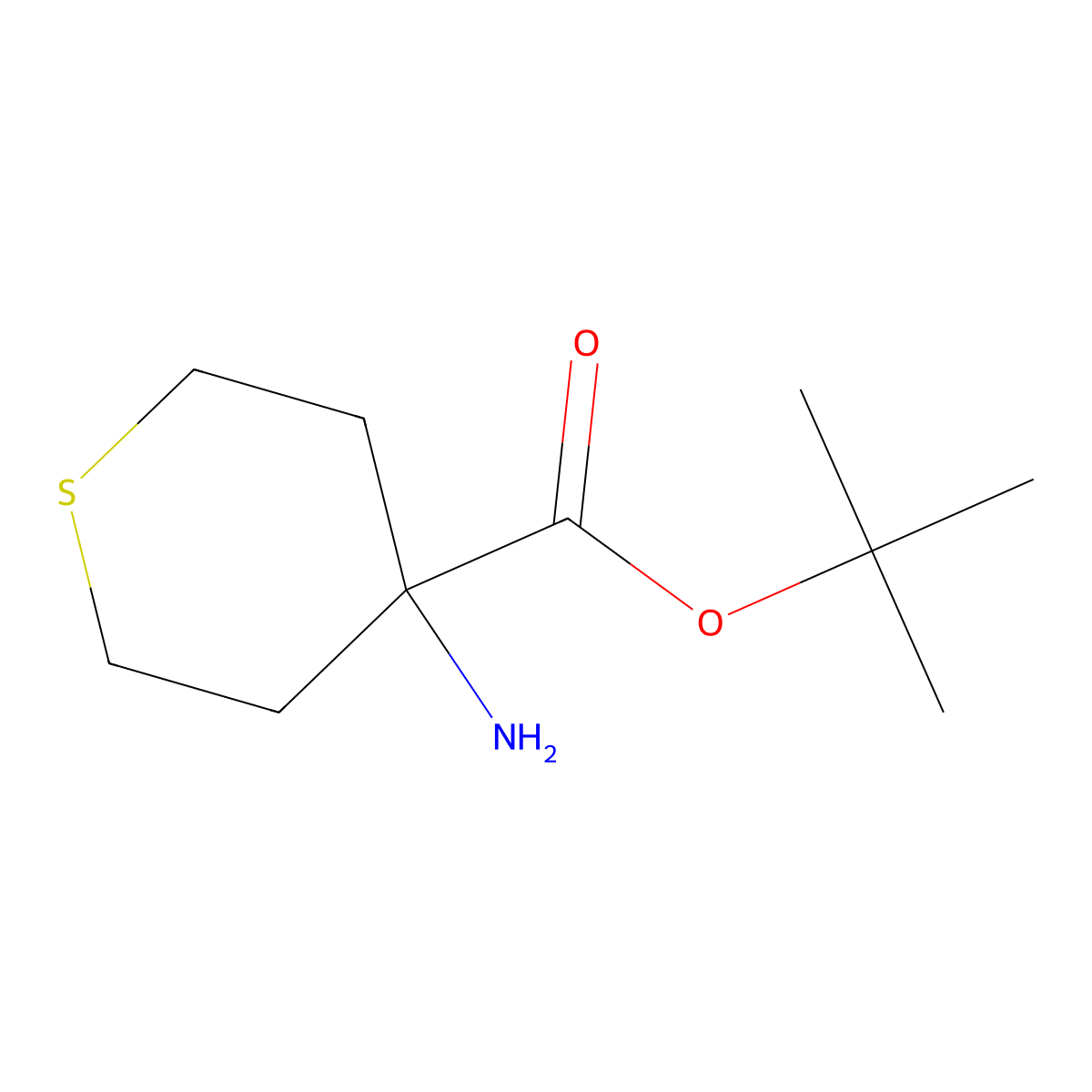 Tert-butyl 4-aminothiane-4-carboxylate molecular structure, CAS 1934393-35-7