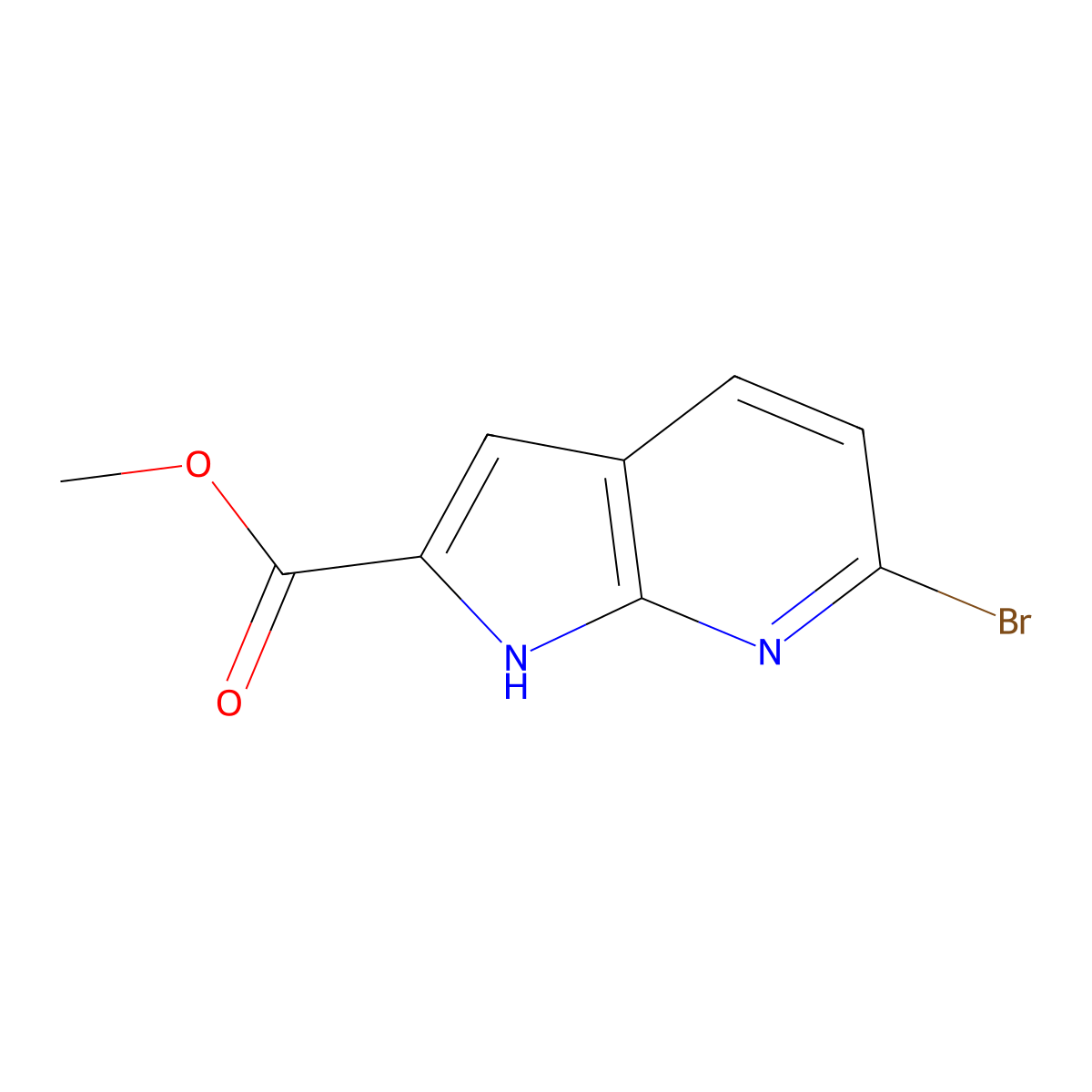 methyl 6-bromo-1H-pyrrolo(2,3-b)pyridine-2-carboxylate molecular structure, CAS 1934399-90-2