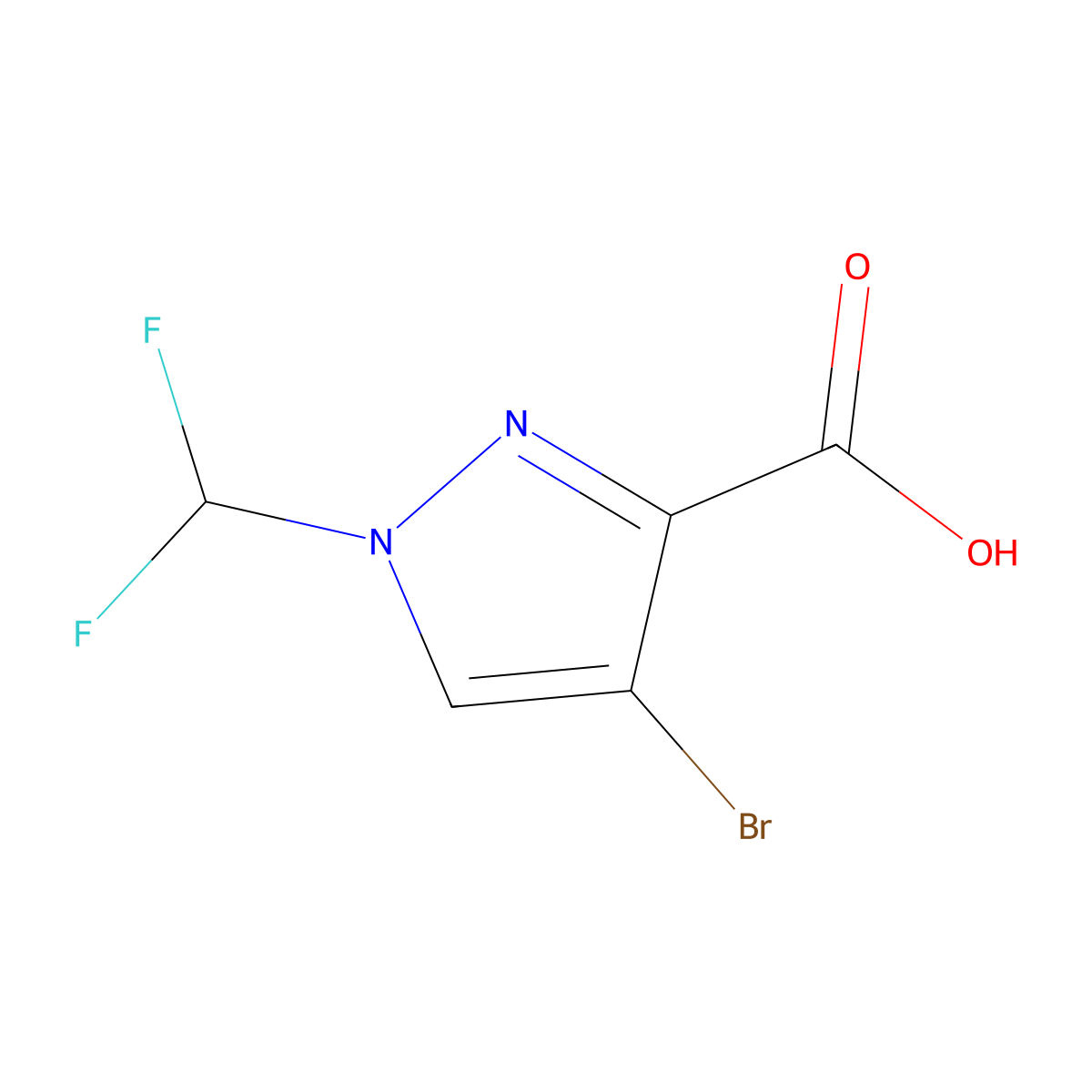 4-bromo-1-(difluoromethyl)-1H-pyrazole-3-carboxylic acid molecular structure, CAS 1934404-14-4