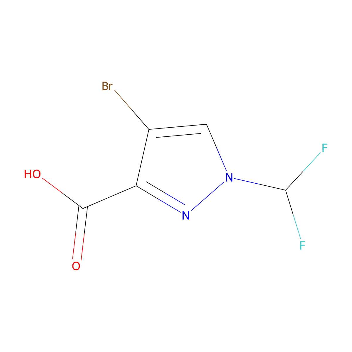 4-bromo-1-(difluoromethyl)-1H-pyrazole-3-carboxylic acid molecular structure, CAS 1934404-14-4