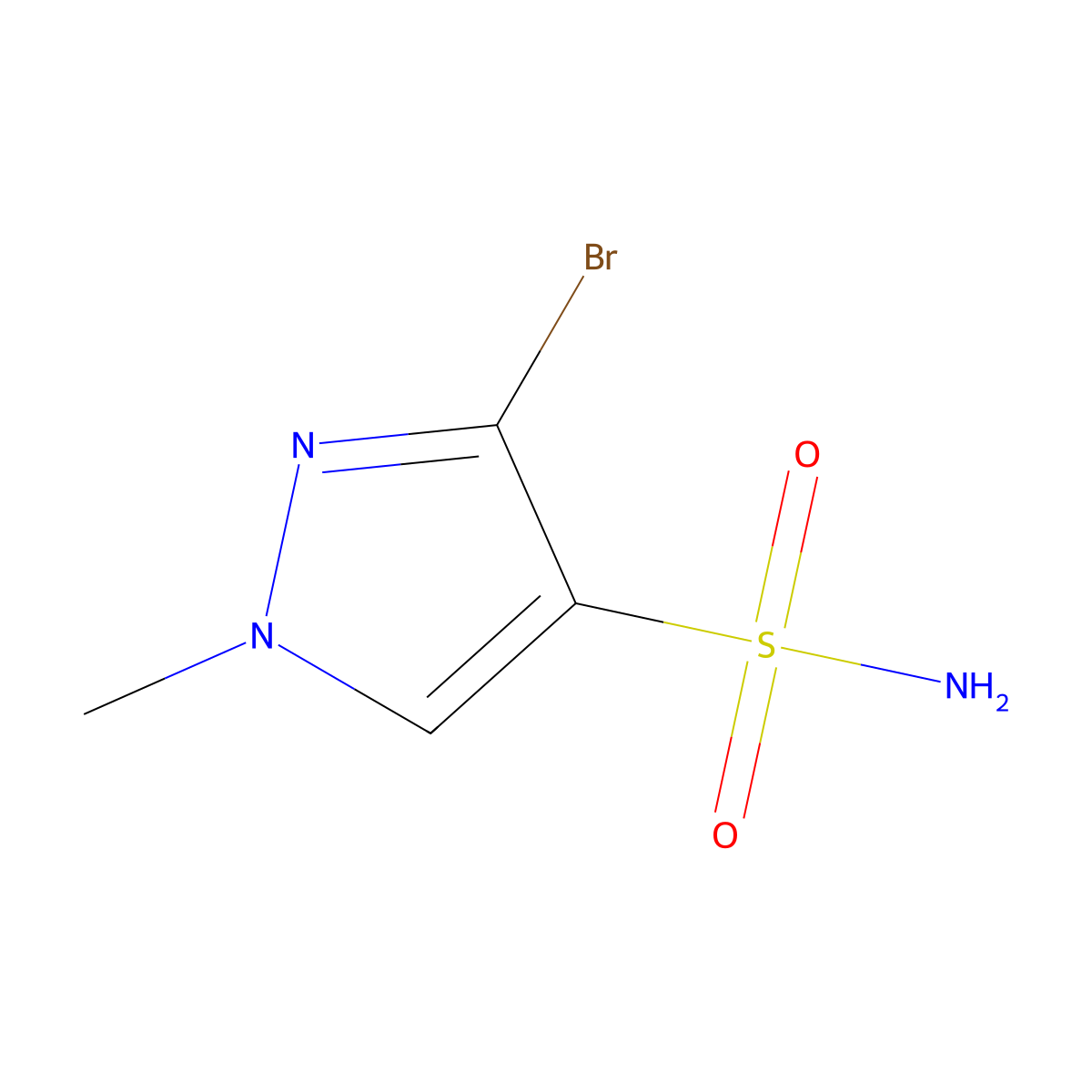 3-bromo-1-methyl-1H-pyrazole-4-sulfonamide molecular structure, CAS 1934408-70-4