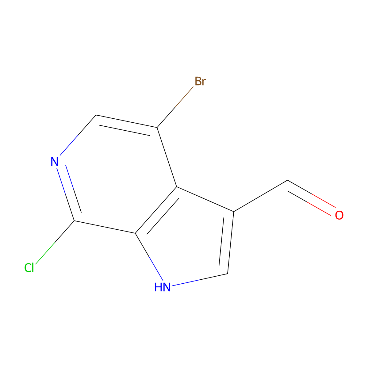 4-bromo-7-chloro-1H-pyrrolo[2,3-c]pyridine-3-carbaldehyde molecular structure, CAS 1934416-89-3
