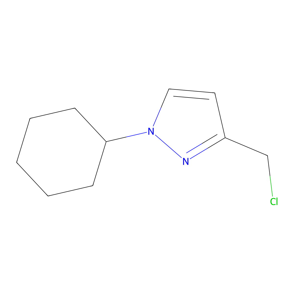 3-(chloromethyl)-1-cyclohexyl-1H-pyrazole molecular structure, CAS 1934424-21-1