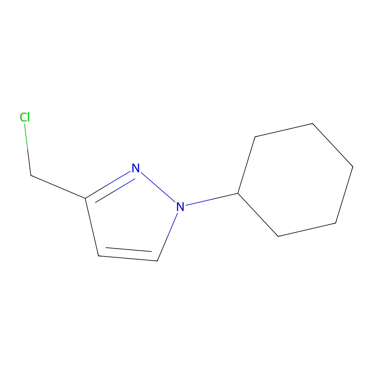 3-(chloromethyl)-1-cyclohexyl-1H-pyrazole molecular structure, CAS 1934424-21-1