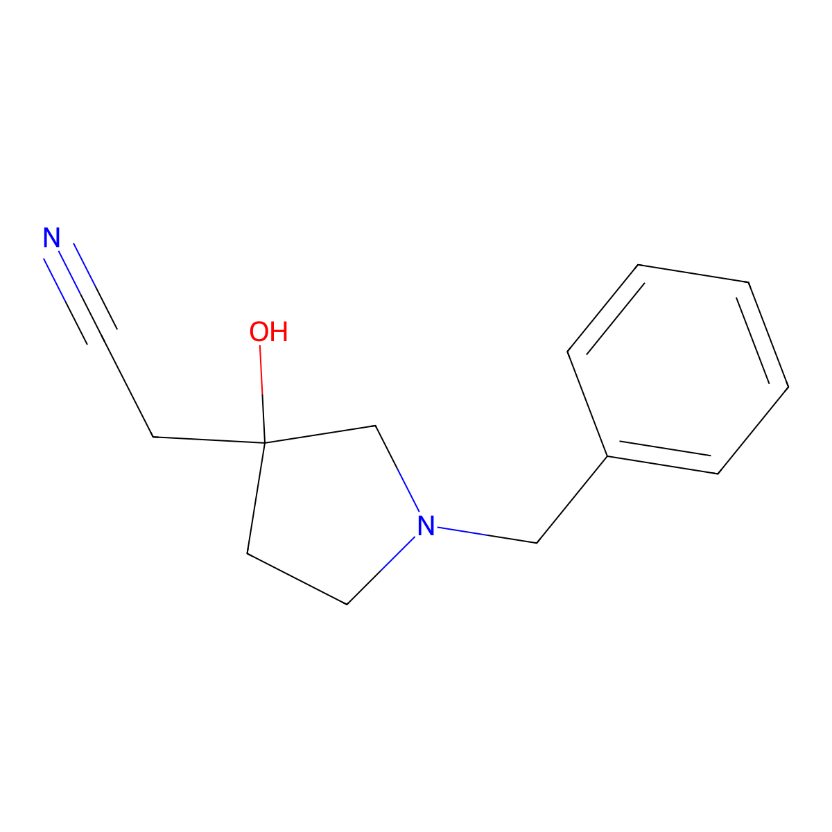 2-(1-Benzyl-3-hydroxypyrrolidin-3-yl)acetonitrile molecular structure, CAS 1934428-07-5