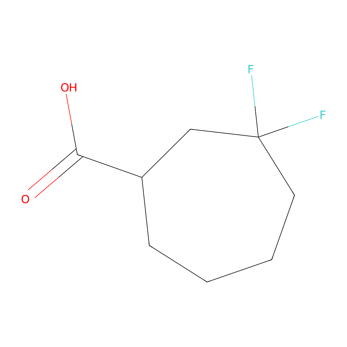 3,3-Difluorocycloheptane-1-carboxylic acid molecular structure, CAS 1934431-40-9