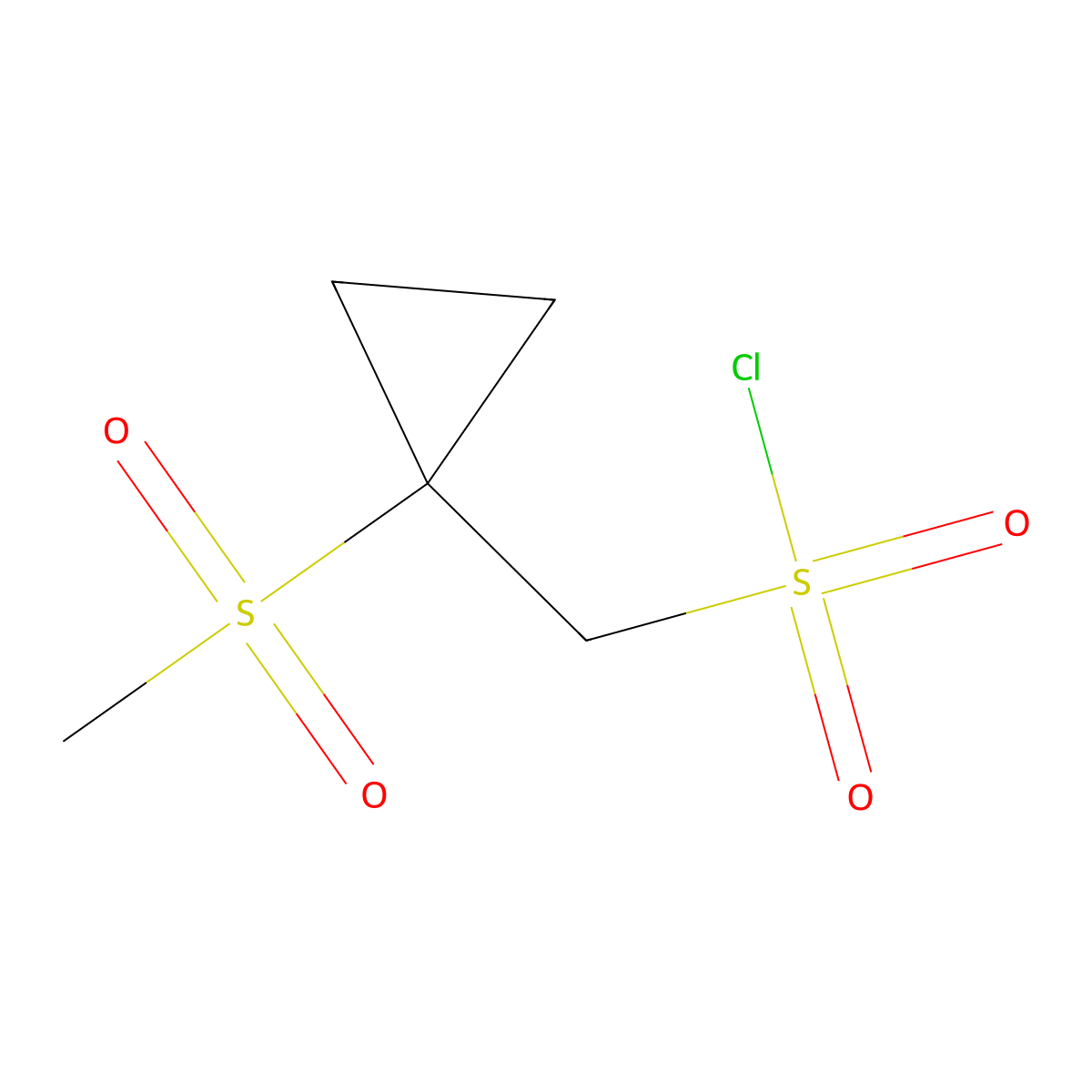 (1-Methanesulfonylcyclopropyl)methanesulfonylchloride molecular structure, CAS 1934435-48-9