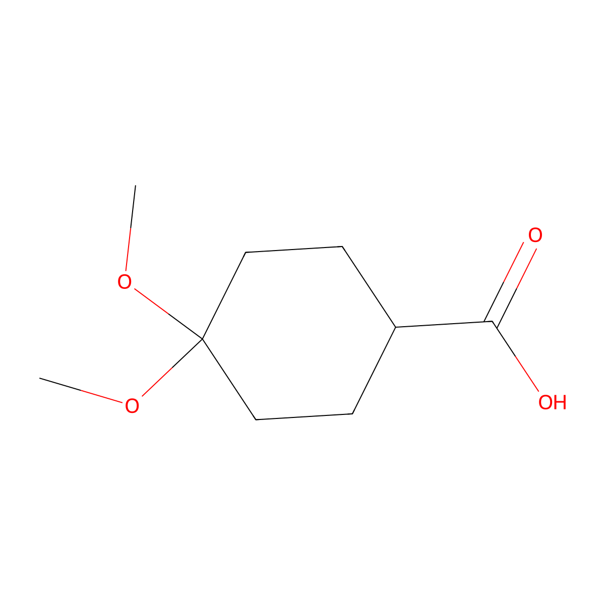 4,4-Dimethoxycyclohexane-1-carboxylic acid molecular structure, CAS 1934436-57-3