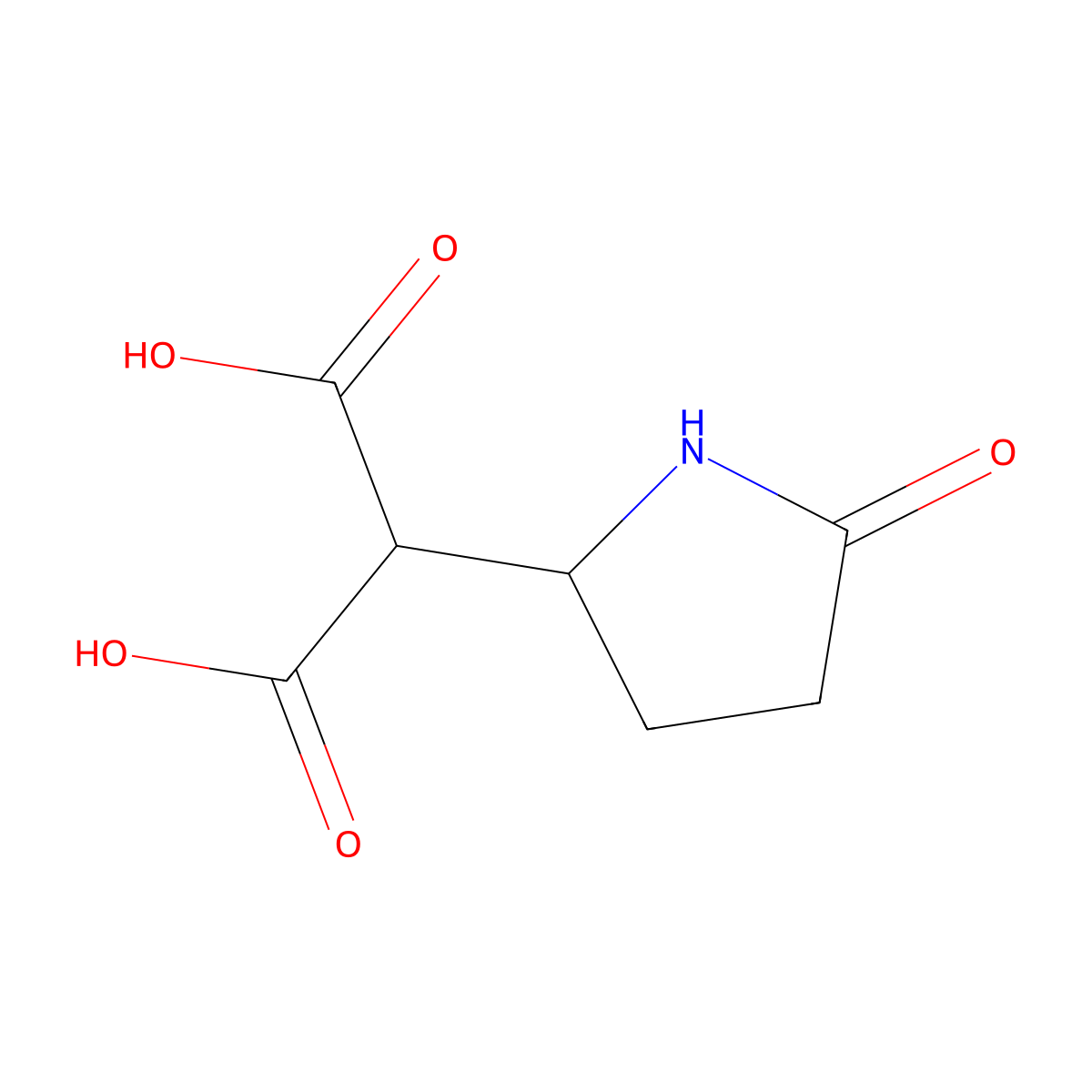2-(5-Oxopyrrolidin-2-yl)propanedioic acid molecular structure, CAS 1934442-79-1