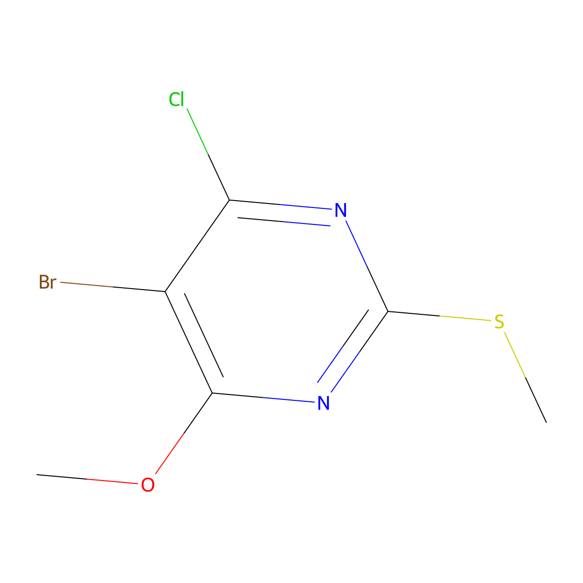 5-Bromo-4-chloro-6-methoxy-2-(methylthio)pyrimidine molecular structure, CAS 1934443-37-4
