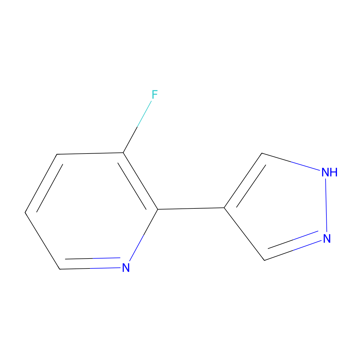 3-fluoro-2-(1H-pyrazol-4-yl)pyridine molecular structure, CAS 1934459-62-7