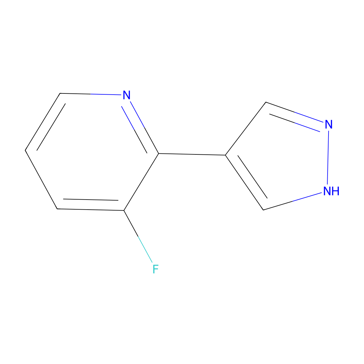 3-fluoro-2-(1H-pyrazol-4-yl)pyridine molecular structure, CAS 1934459-62-7