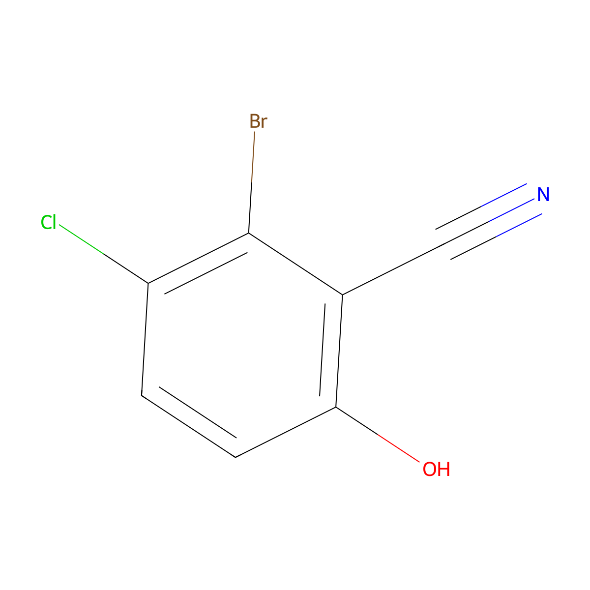 2-Bromo-3-chloro-6-hydroxybenzonitrile molecular structure, CAS 1934463-16-7